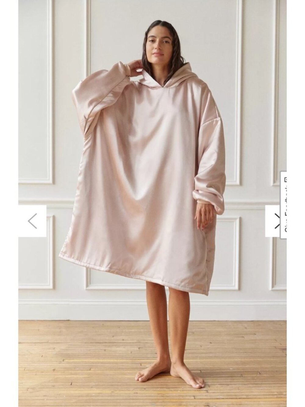 Kitsch Oversized Sleep Satin Hooded Dress Blush Pink One Size